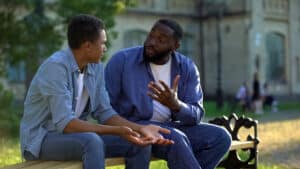 a parent helping his teenage son with anxiety after visiting the clear recovery center teen program